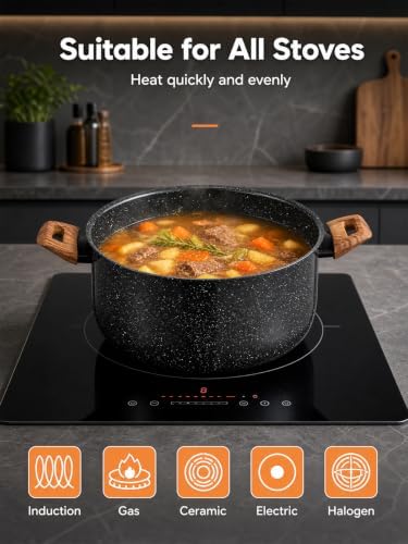 D.Perlla 9 Quart Large Stock Pot with Lid, Nonstick Induction Soup Pot