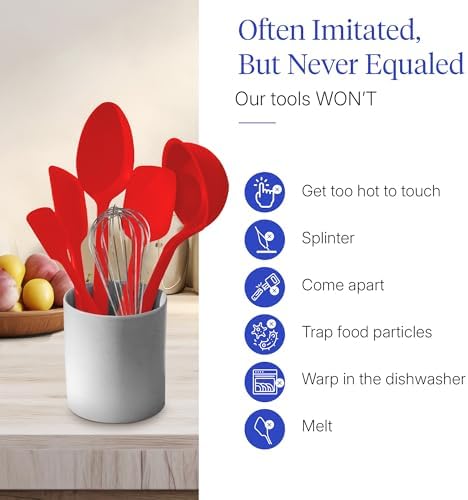 GIR: Get It Right 10-Piece Silicone Ultimate Kitchen Utensil Set – Spatulas, Ladle, Flip, Spoons, Whisk, Peeler & Spoonula – Nonstick, Non-Toxic, Heat-Resistant – Red