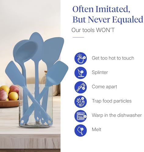 GIR: Get It Right 5-Piece Silicone Ultimate Kitchen utensils set - Ladle, Spatula, Flip, Spoon & Spoonula - Non toxic cooking utensils for Nonstick Cookware, Cooking and Baking - Slate