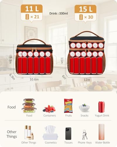 CAMTOP Lunch Box for Women Men Insulated Lunch Bag Lunch Tote Bag Leakproof Thermal Cooler Large Capacity for Travel Work School Picnic (Black Brown - 2 Deck, XX Large - 2 Deck)