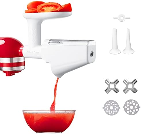 KITCHTREE Fruit & Vegetable Strainer Attachment Set for KitchenAid - Includes Food Grinder Attachment and Sausage Stuffer Tubes, Compatible with KitchenAid Stand Mixers