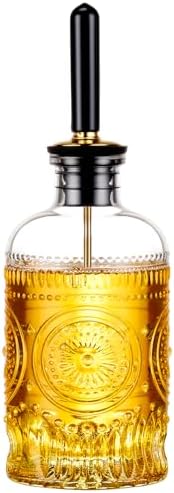 Baalaka Olive Oil Dispenser Bottle, 7 oz Glass Oil Bottle with Metal Spout