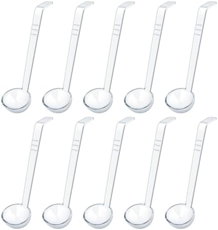 10 Pcs 1 Oz Small Ladle 7.87 Inches Mini Ladles for Serving Sauce, Soup, Dressing, Punch Bowl, Gravy, Cocktail, Fruit Juices – Clear Plastic Long Handle Ladles for Parties, Catering (Transparent)
