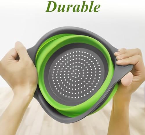 Collapsible Colander Set of 3, Space-Saving Foldable Strainer for Kitchen