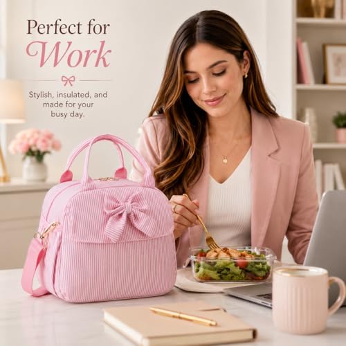 LEDAOU Lunch Box for Women, Insulated Reusable Lunch Bag, Cooler Tote for Work, School, College, Travel, Picnic, Everyday Use