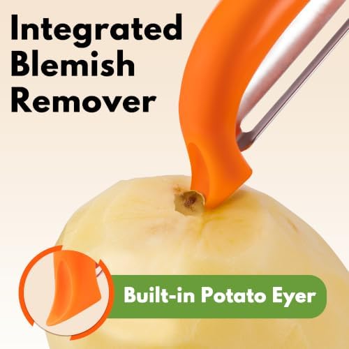 Rainspire Vegetable Peeler Potato Peelers for Kitchen, Sharp Stainless Steel Blades Veggie, Comfortable Handle Fruit Peeler, Carrot Peeler Apple Peeler Dishwasher Safe (1, Coral)