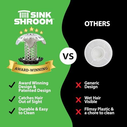SinkShroom Ultra Revolutionary Bathroom Sink Drain Protector, Stainless Steel with Stopper