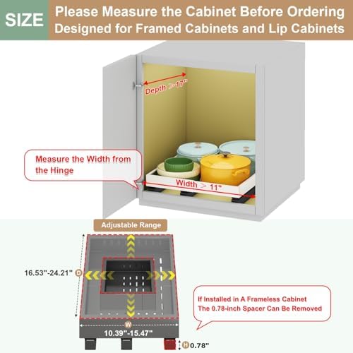 Fokyfok Pull out Cabinet Organizer,11"-16"W,17"-24"D,Expandable,Adhesive