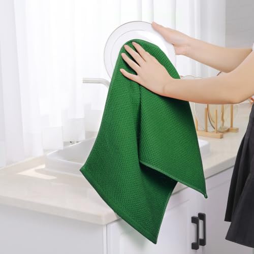 Homaxy 100% Cotton Waffle Weave Kitchen Dish Towels 4-Pack, Forest