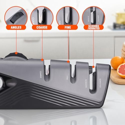 Topfeel Knife Sharpener with 5 Adjustable Angle, Coarse & Fine