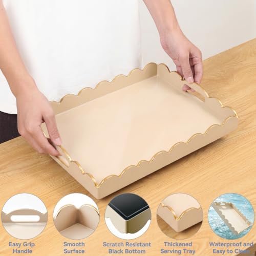 AGIOTA Coffee Table Trays for Living Room Serving Tray with Handles, Modern Large Tray for Ottoman Coffee Table