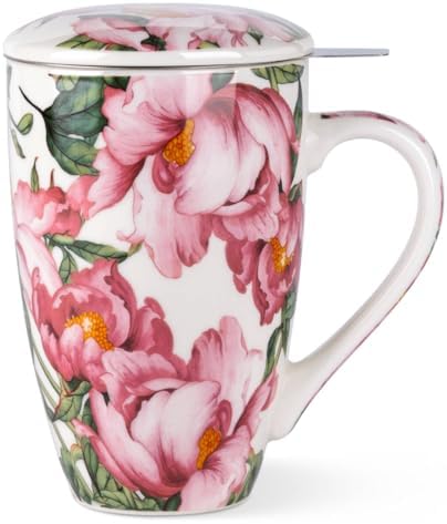 AmorArc Tea Cup With Infuser and Lid, 18oz Loose Leaf Tea Mug With Steeper