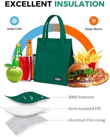 6.75L Small Insulated Lunch Bag, Reusable Cooler Tote Thermal Snack Bag