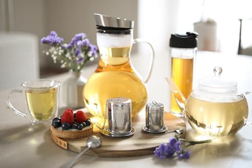 Teabloom Elegant Stainless Steel Loose Leaf Tea Infuser – Tea Connoisseur's Choice for White, Green, Oolong, Black, and Herbal Teas – Geometric Blossom Design – Small Size
