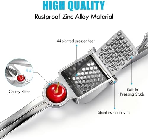 Garlic Press, Premium Metal Garlic Crusher & Mincer Tool, Zinc Alloy