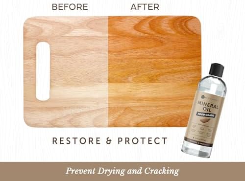 Kate Naturals Mineral Oil for Cutting Board 12oz with Wax Applicator