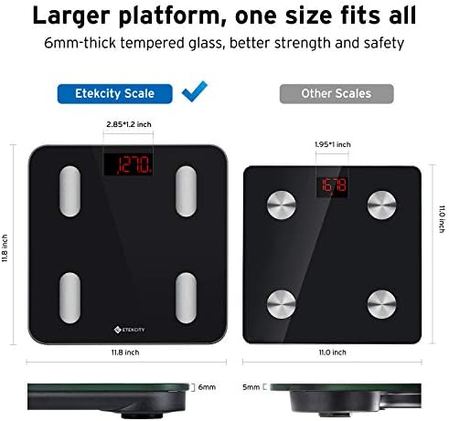 Etekcity Smart Scale for Body Weight, BMI, Body Fat, Bluetooth, 400 lb