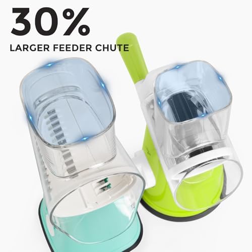 X Home 5‑in‑1 Rotary Cheese Grater for Kitchen, Blue | Upgraded Hand Crank; Stronger Suction Base, Multifunctional Drum Blades; for Cheese, Vegetables, Nuts; Easy to Use and Clean