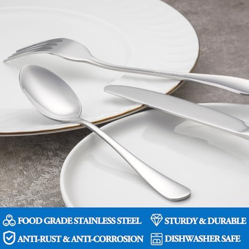 8 Pcs Forks and Spoons Silverware Set,Food Grade Stainless Steel Flatware Cutlery Set for Home,Kitchen and Restaurant,Mirror Polished,Dishwasher Safe - 4 Dinner Fork(8 inch) and 4 Teaspoon(6.5 inch)