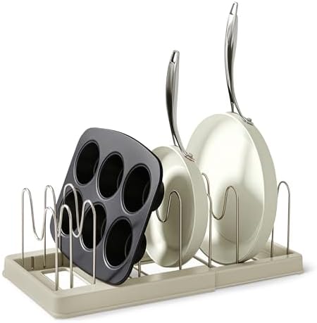 Amazon Basics Pot and Pan Organizer, Includes 10 Moveable Dividers, Stainless Steel, Expandable from 12.2 in. - 20.7 in.