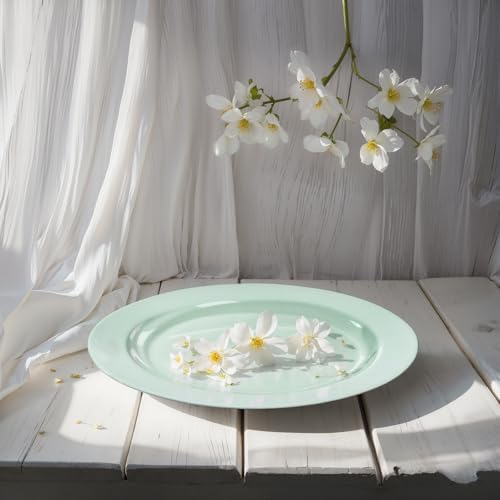 FLOWERCAT 60PCS Sage Green Plates - Heavy Duty Plastic Plates Disposable for Spring Party - Include 30PCS 10.25inch Sage Green Dinner Plates and 30PCS 7.5inch Dessert Plates