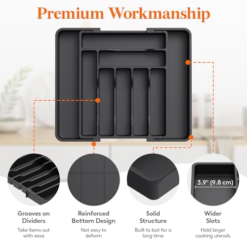 Lifewit Expandable Silverware Drawer Organizer, Kitchen Utensil Tray