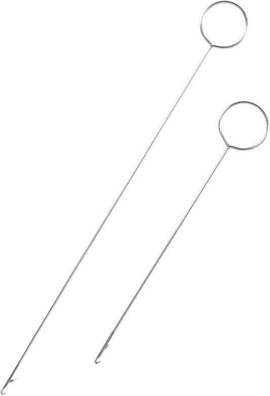 2 PCS Loop Turner Hook with Latch, 10.4" & 7" Stainless Steel Sewing Loop Turner Hook with Latch, Sewing Accessories and Tools, DIY Knitting Accessories, Sewing Concepts