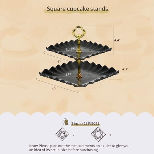 Pack of 11 NWK Cake Stand Set of Cupcake Stand, Tray & Table Cloth (Black)