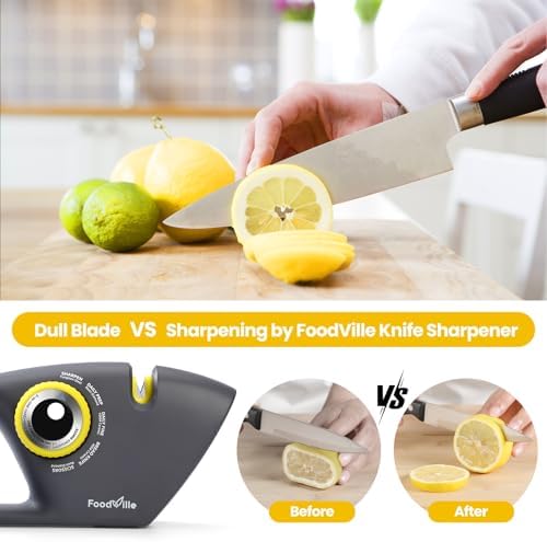 FoodVille 5 in 1 Knife Sharpener with 5 Stages including Tungsten, Diamond, Ceramic for Scissors and All Kinds of Kitchen Knives with Straight and Serrated Blades