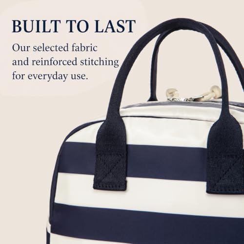 LOVELYWIND Lunch Box for Women, Insulated Lunch Bag, Navy Stripe Tote