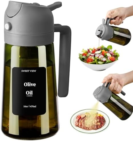 SWEET VIEW Olive Oil Dispenser and Oil Sprayer 16oz/470ml