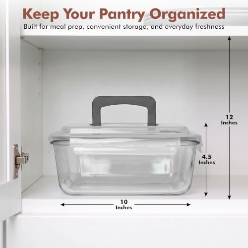 Razab 3000ml/ 102 oz Large Glass Meal Prep Container with Carry Handle Lid