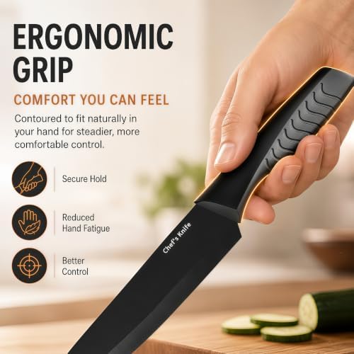 Knife Set with Built-in Sharpener Block, Dishwasher Safe