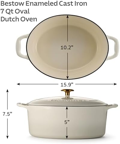 Tramontina Bestow Enameled Cast Iron 7-Qt Oval Dutch Oven Pot with Lid