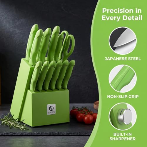 iMarku 14-piece high-carbon stainless steel knife set, dishwasher safe