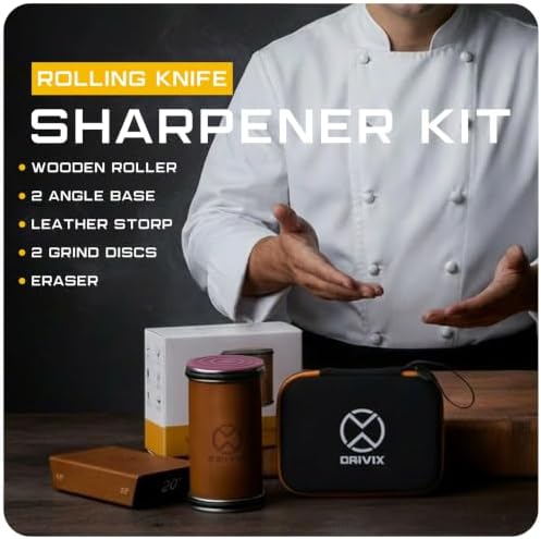 Rolling Knife Sharpener Kit, Magnetic 2-Angle Base