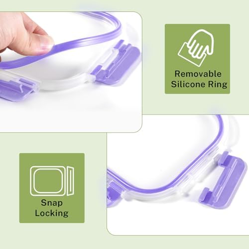 8 Pack Glass Food Storage Containers with Snap Locking Lids for Meal Prep