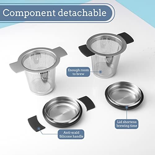 2 Pack Tea Infusers For Loose Tea, Stainless Steel Mesh With Lid
