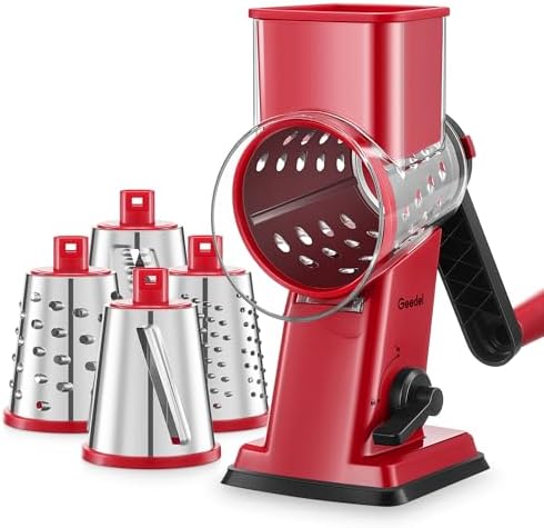 Geedel Upgraded Rotary Cheese Grater Hand Crank, Vegetable Shredder Slicer
