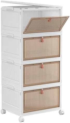 YFXCVSL 4 Tier Plastic Storage Bins with Lid 32QT, Stackable Storage Bins