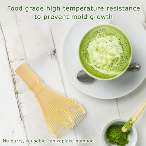 Matcha Whisk, Reusable Plastic Ceramic Matcha Whisk Easy to Clean Stirring Tool for Japanese Matcha Green Tea Ceremony (Yellow)