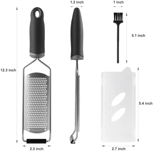 Upgraded Lemon Zester & Cheese Grater, Food Grade Stainless Steel None-Slip Hand Fine Grater for Garlic, Ginger, and Chocolate, Durable and Easy-To-Clean（Dishwasher Safe）