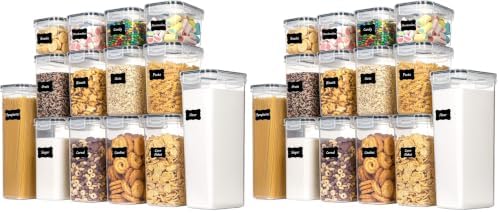 CHEFSTORY Airtight Food Storage Containers Set, 14 PCS Kitchen Storage Containers with Lids for Flour, Sugar and Cereal, Plastic Dry Food Canisters for Pantry Organization and Storage (Pack of 2)