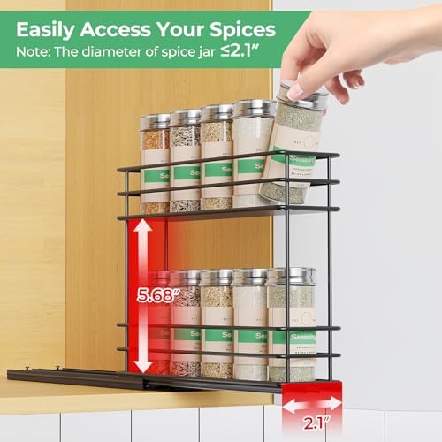 Mystozer Pull Out Spice Rack Organizer for Cabinet, Slide Out Spice Racks