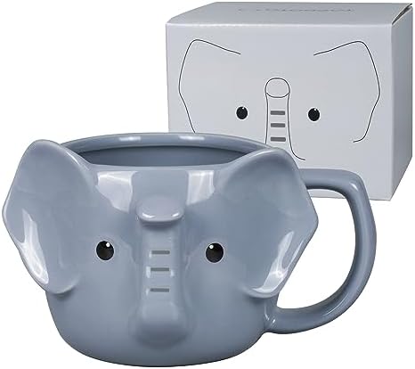 Elephant Mug, Cute Ceramic Coffee Mug, 14 oz