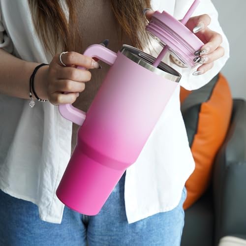 Konokyo 30 oz Insulated Tumbler Water Bottle with Handle, Straw Lid