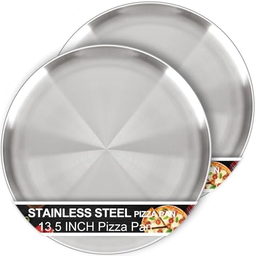 13½ Inch Pizza Pan for Oven, 2PCS Round Stainless Steel Pizza Pans Plates