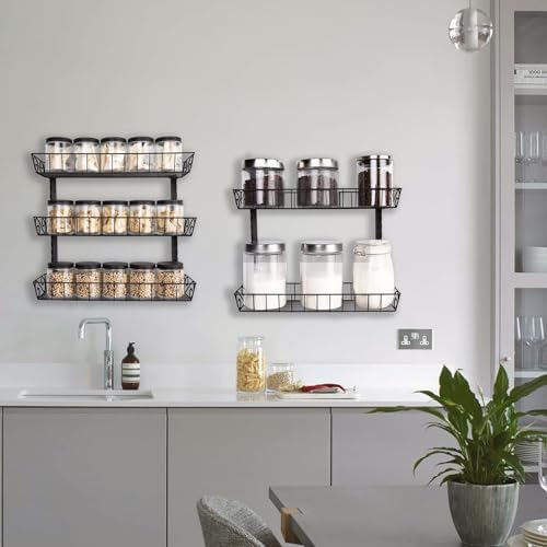 SWOMMOLY Wall Mount Spice Rack Organizer, 9-Tier Adjustable Dual-Use Shelf
