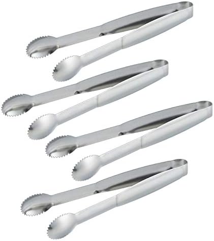 MSY BIGSUNNY 6" Premium Stainless Steel Sugar Cube Tongs Ice Tongs, Mini Serving Tongs Appetizers Tongs - Set of 4 (Silver)