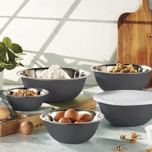 10-Piece Stainless Steel Mixing Bowl Set with Lids for Food Prep & Storage